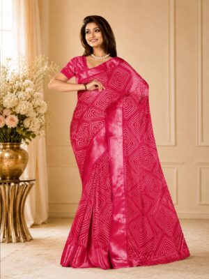 Elegant Dola Jacquard Printed Saree with Blouse Piece - Magenta